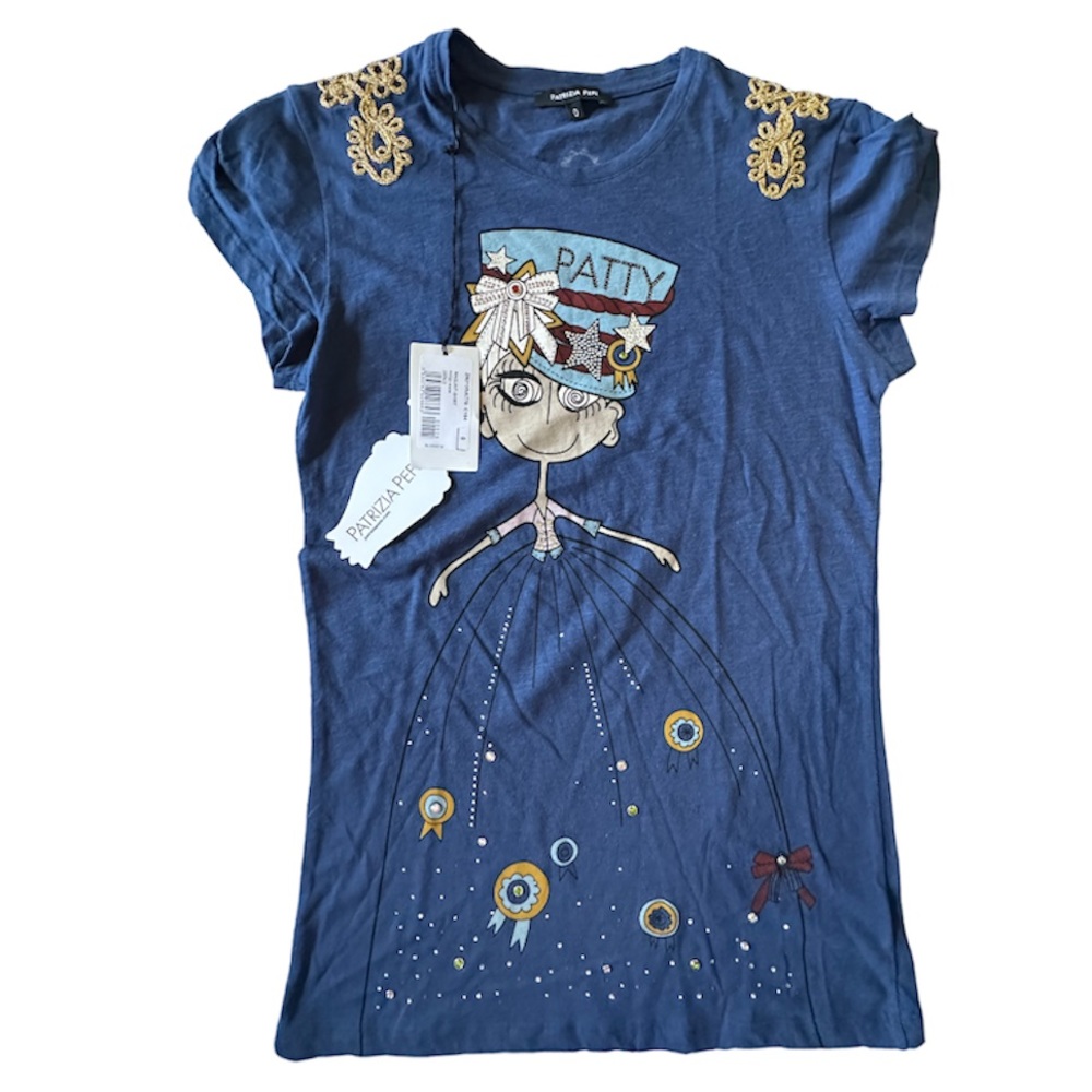 Patrizia Pepe Maglia T Shirt Indigo NWT Size 0